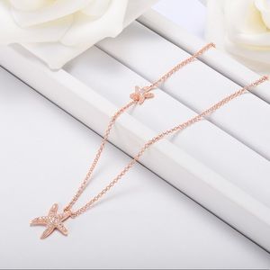 Big and little starfish dainty ocean necklace